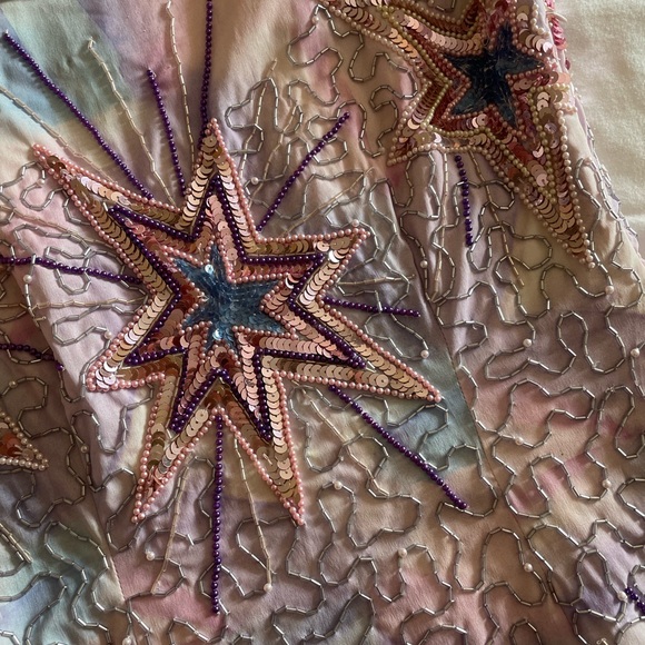 BRAND NEW LoveShackFancy Colville Beaded Sequin Celestial Star Dress in Purple - Picture 7 of 11